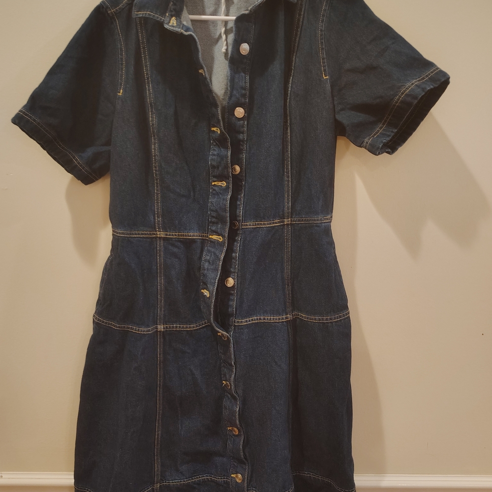 Denim Button-Down Midi Dress
